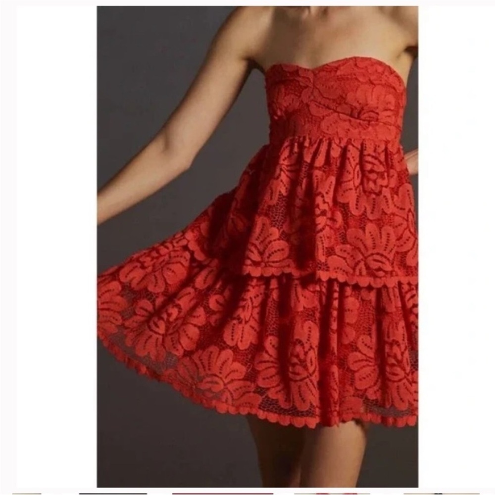 NWT Maeve Red Mini Dress Anthropologie - Picture 4 of 14